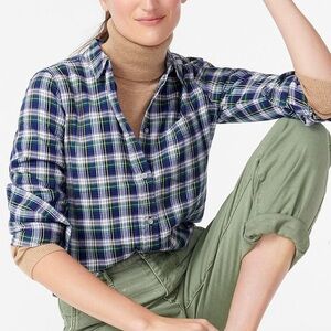 NWT J. Crew Women’s Classic Fit Boy Shirt Campbell Plaid Flannel Size 4